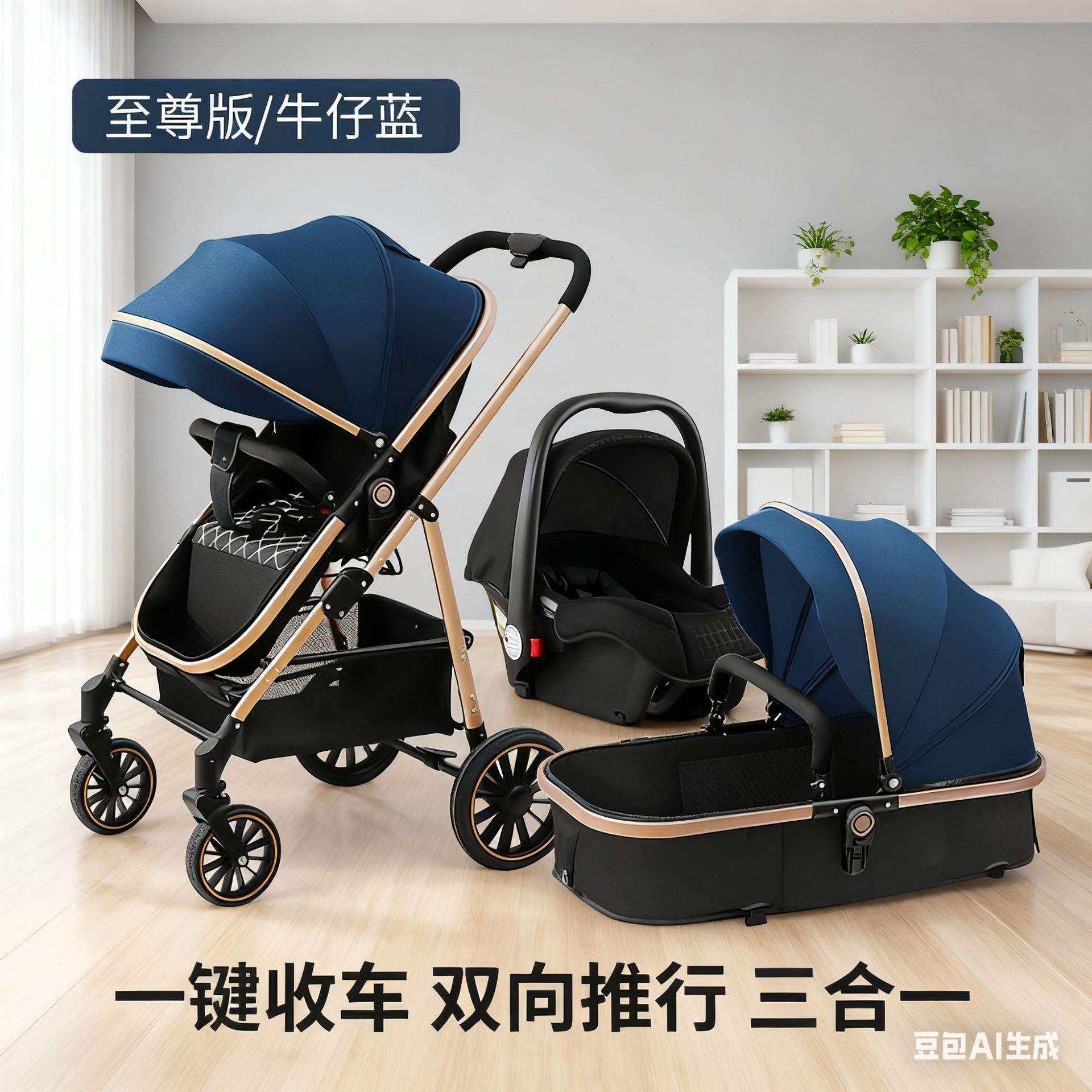 提篮婴儿推车可坐可躺轻便双向高景观折叠避震新生儿宝宝手推车