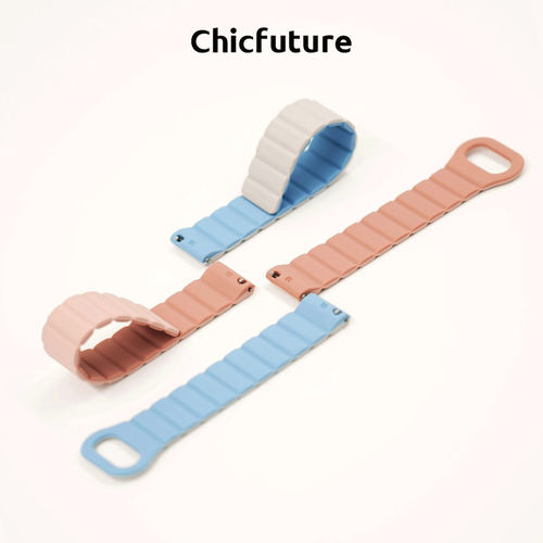 Chicfuture/奇可未来  回环磁吸双面硅胶智能手表表带 高级感亲肤防滑运动防水双色18mm女士表带