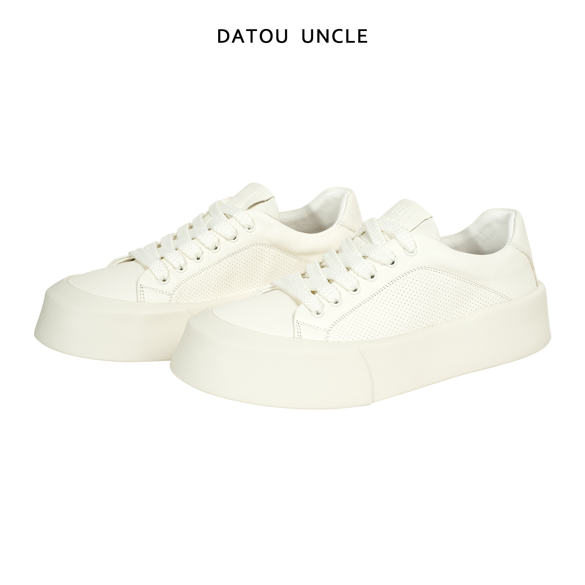【大头叔叔】四季百搭圆头牛皮透气休闲小白鞋厚底增高板鞋DDK434