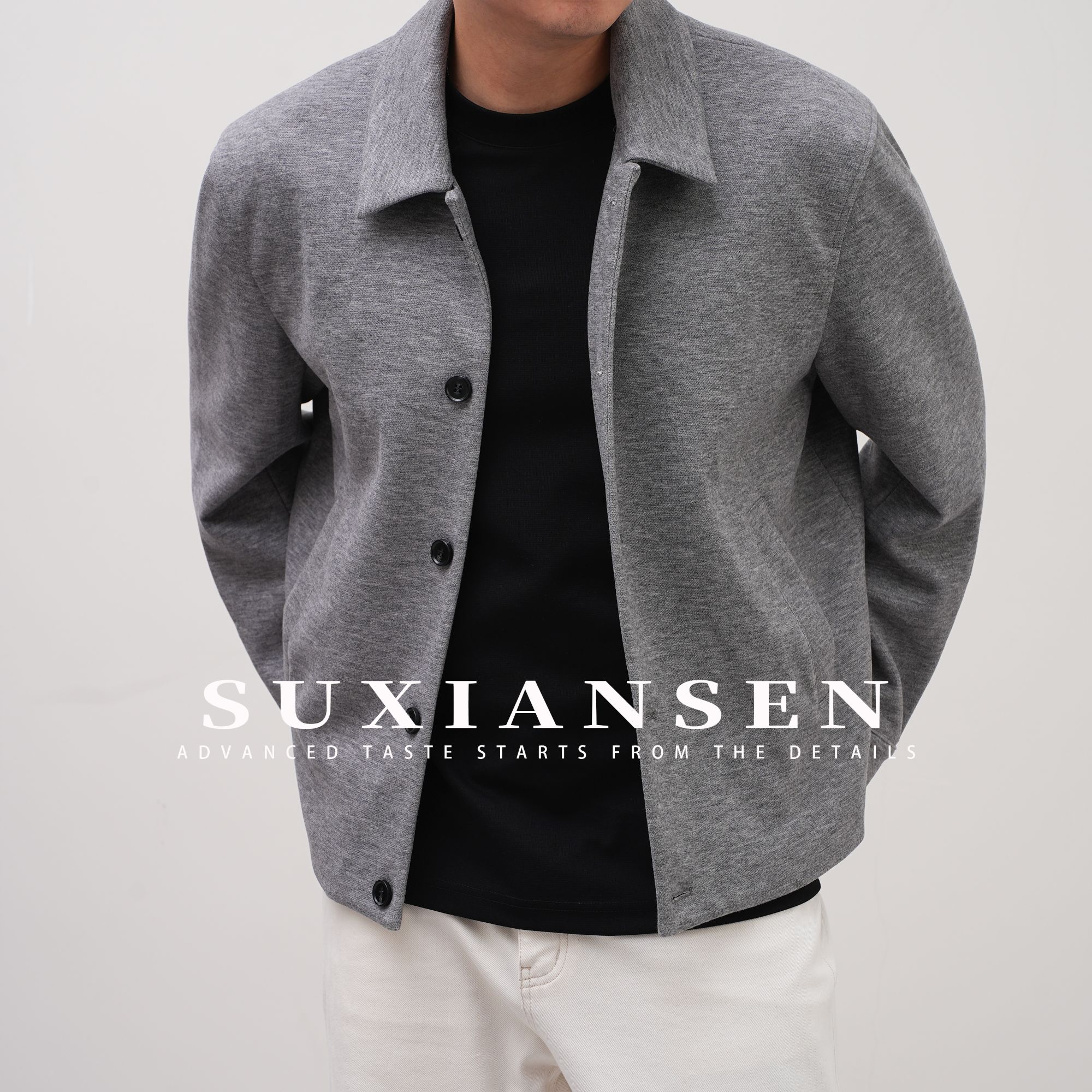 【大头叔叔】秋季老钱风羊毛混纺面料翻领休闲外套DDW7813