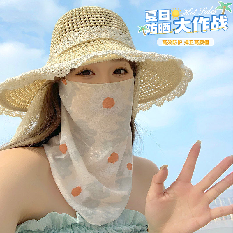 韩版甜美碎花防晒面罩女春夏骑行