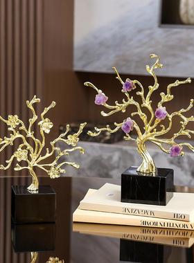 高级轻奢发财树合金摆件玄关酒柜电视柜办公室装饰品开业礼品