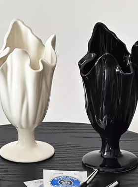 家用陶瓷化妆刷收纳筒轻奢高级感笔筒办公室桌面收纳杯装饰品摆件