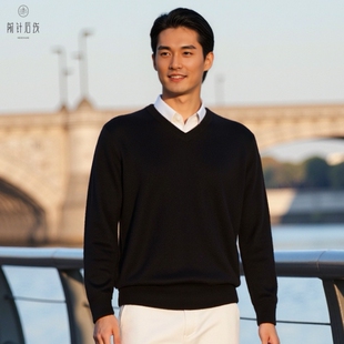 精纺内搭V领男款 100%纯羊绒男士 秋冬保暖厚款 V领长袖 羊绒衫