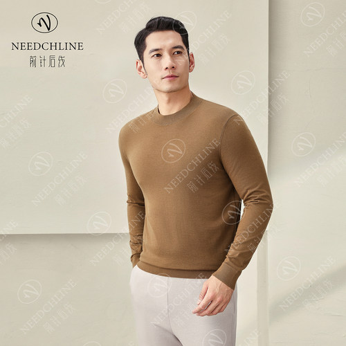 男士100%山羊绒半高领长袖