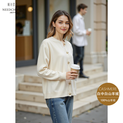 前针后线女士圆领100山羊绒衫