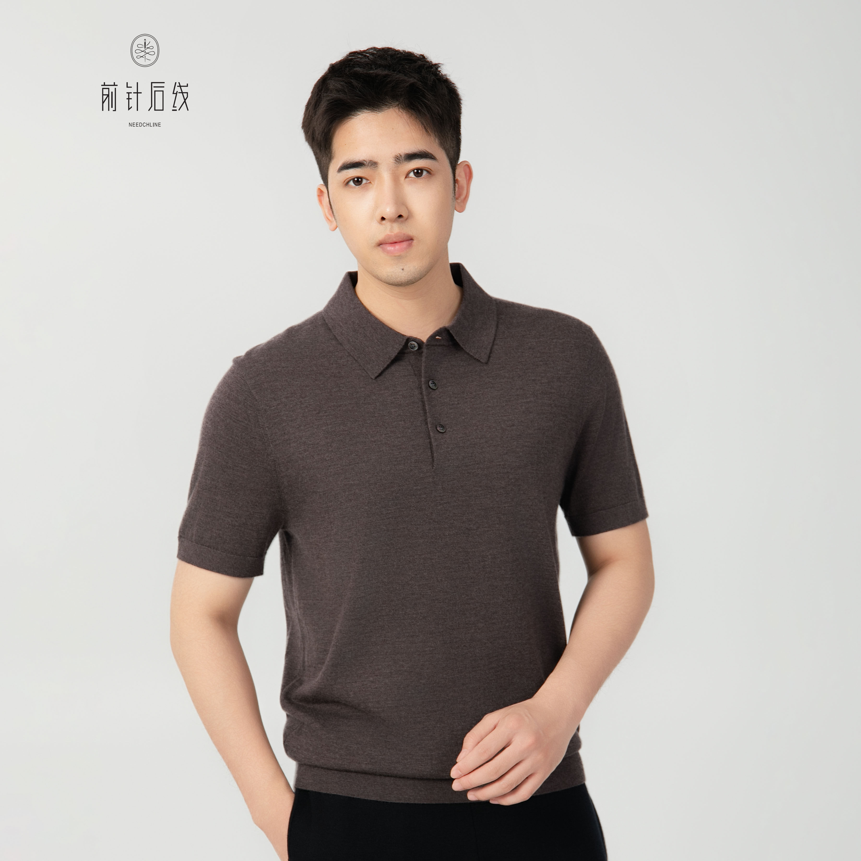 100%纯羊绒polo衫男士秋冬