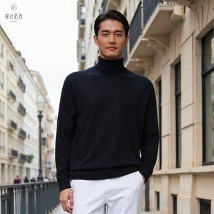 可机洗 厚款 100%纯羊绒男士 高领秋冬长袖 精纺内搭保暖男 羊绒衫