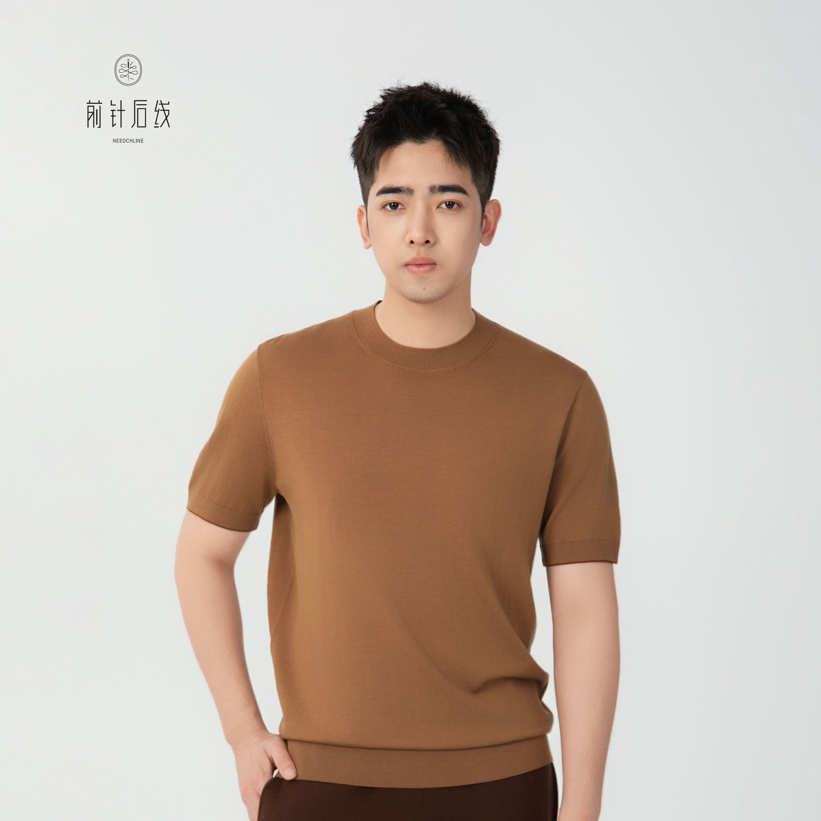 前针后线纯羊毛衫可机洗圆领针织