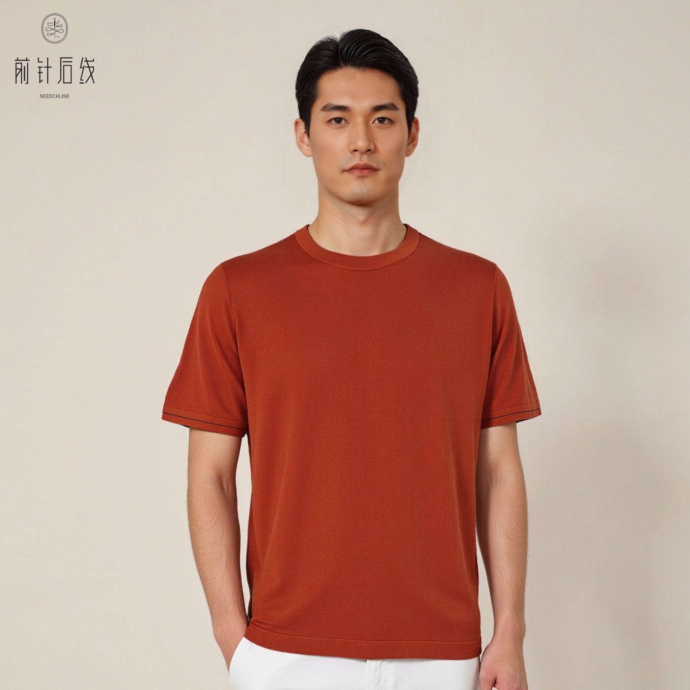 桑蚕丝羊绒圆领短袖男士春季上新轻奢男款高级感内搭打底衫男装