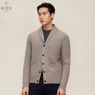 品质商务男装 100%纯羊绒衫 外套秋冬男款 V领开衫 休闲保暖百搭 男士