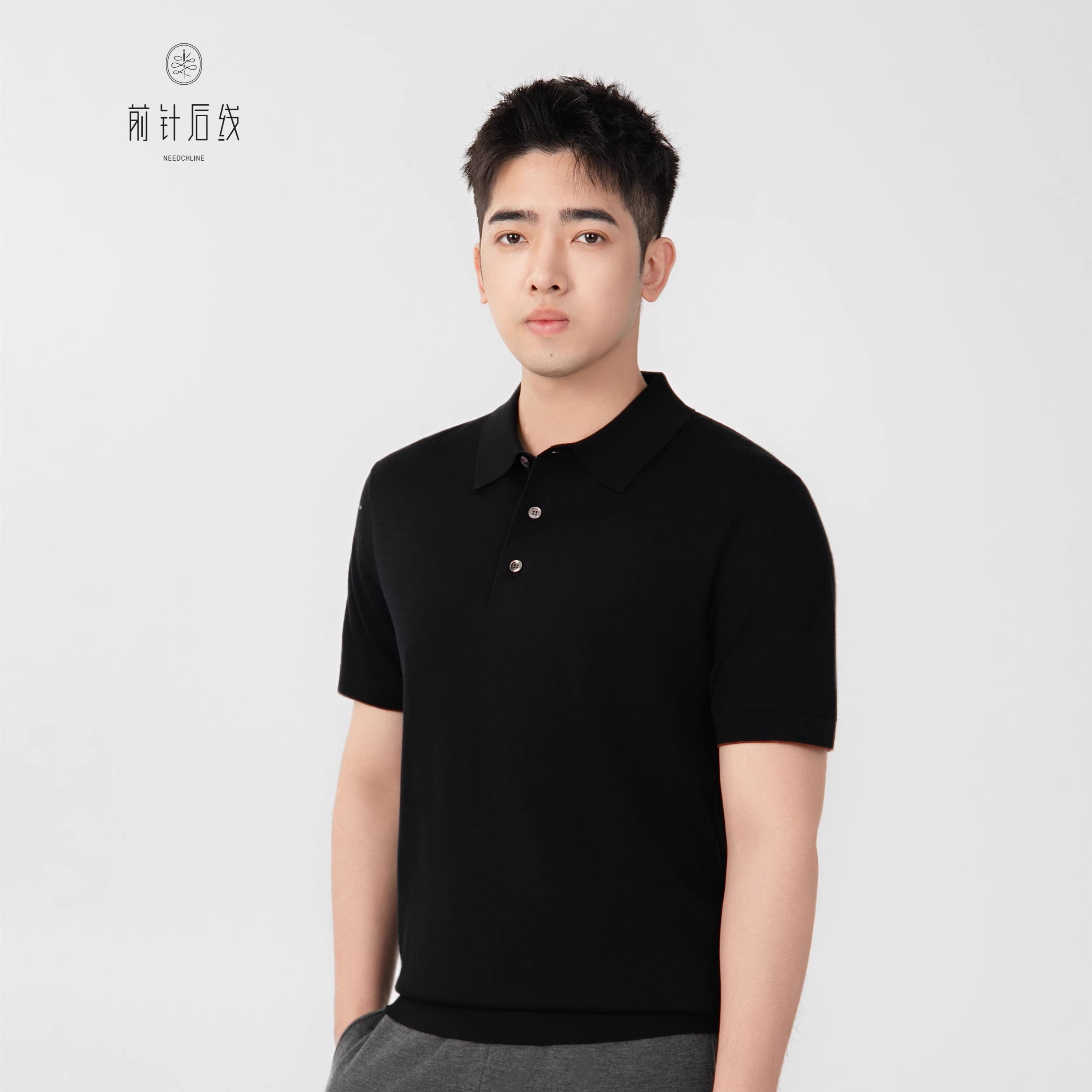 100%纯羊绒polo衫男士秋冬