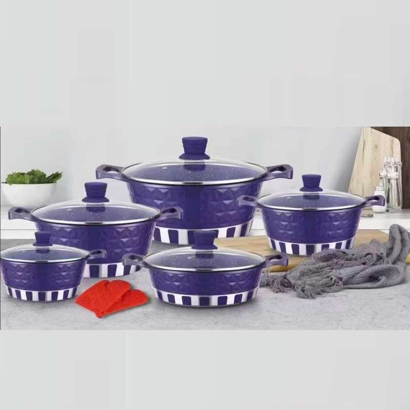 厨房家用塔钻不粘锅锅具套装10-piece cookware set 麦饭石大理石