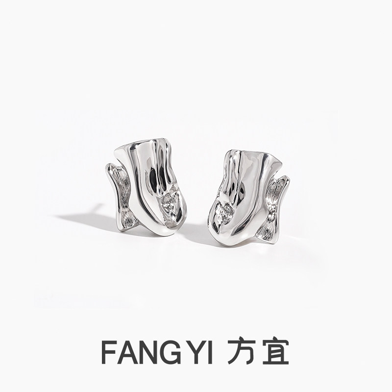 方宜FANG YI岛屿精致闪耀光泽小众设计耳饰百搭通勤耳钉耳饰FY008