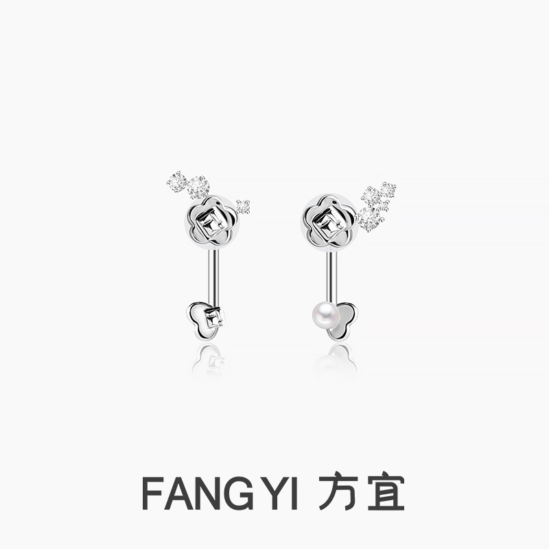 方宜FANG YI 【新品】花野系列小花耳钉日常百搭AB款耳饰FY083-银图片