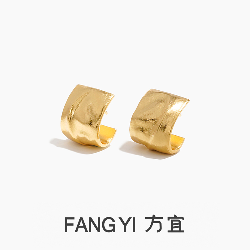 FANG YI方宜 【新品】时光褶老钱风时尚小众耳饰耳钉