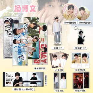 杨博文周边16件套镭射票吧唧钥匙扣立牌小卡拍立得贺卡书签TF四代