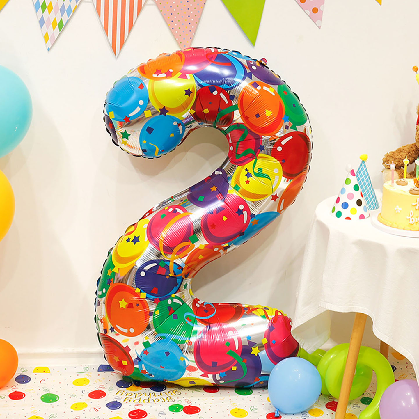 彩色多巴胺40寸缤纷生日数字气球儿童生日周岁派对装饰拍照布置