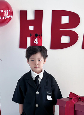 小红书韩系ins风红色HBD背景墙毛毡贴装饰品儿童生日拍照场景布置