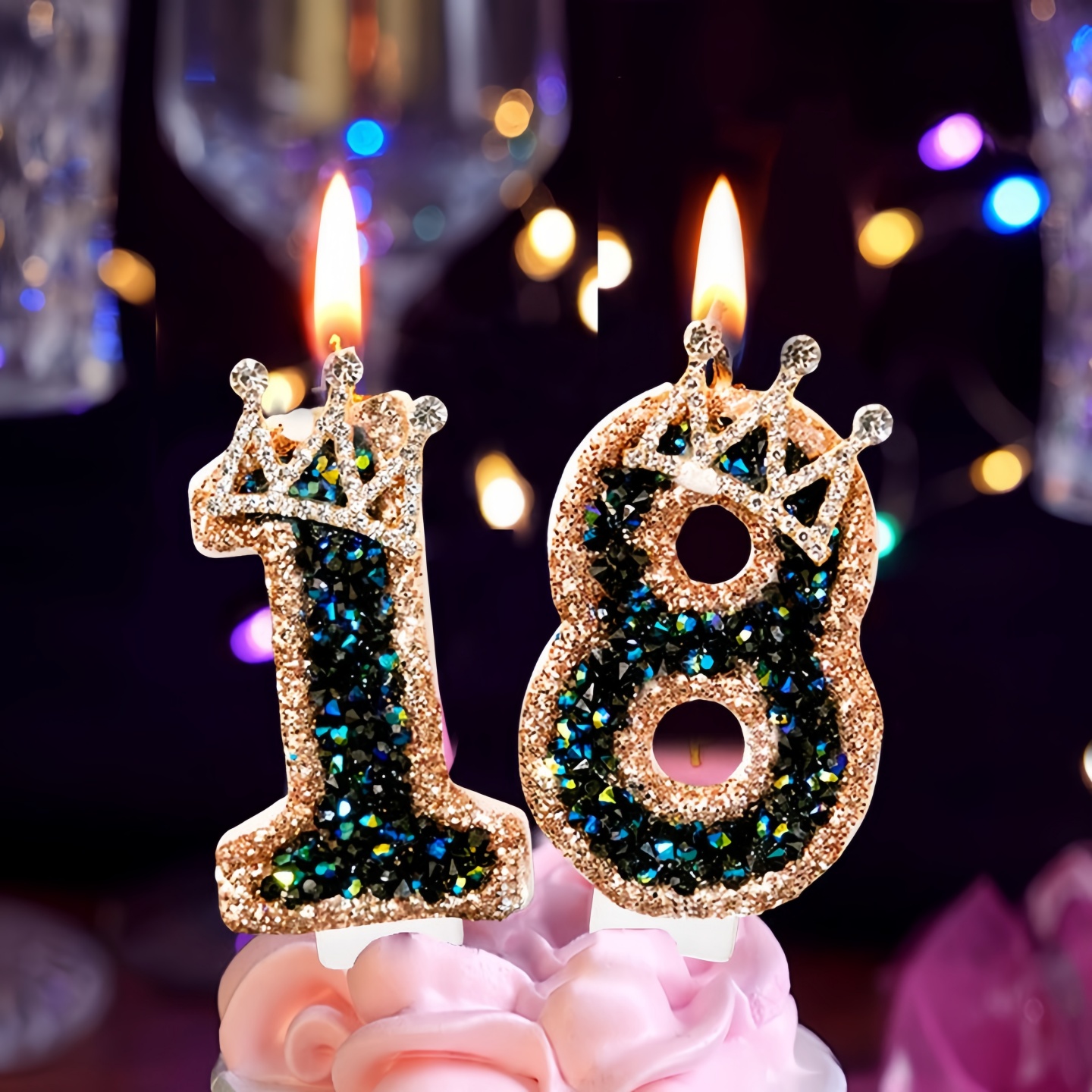 小红书同款ins风黑钻皇冠数字生日蜡烛公主宝宝周岁派对装饰蛋糕