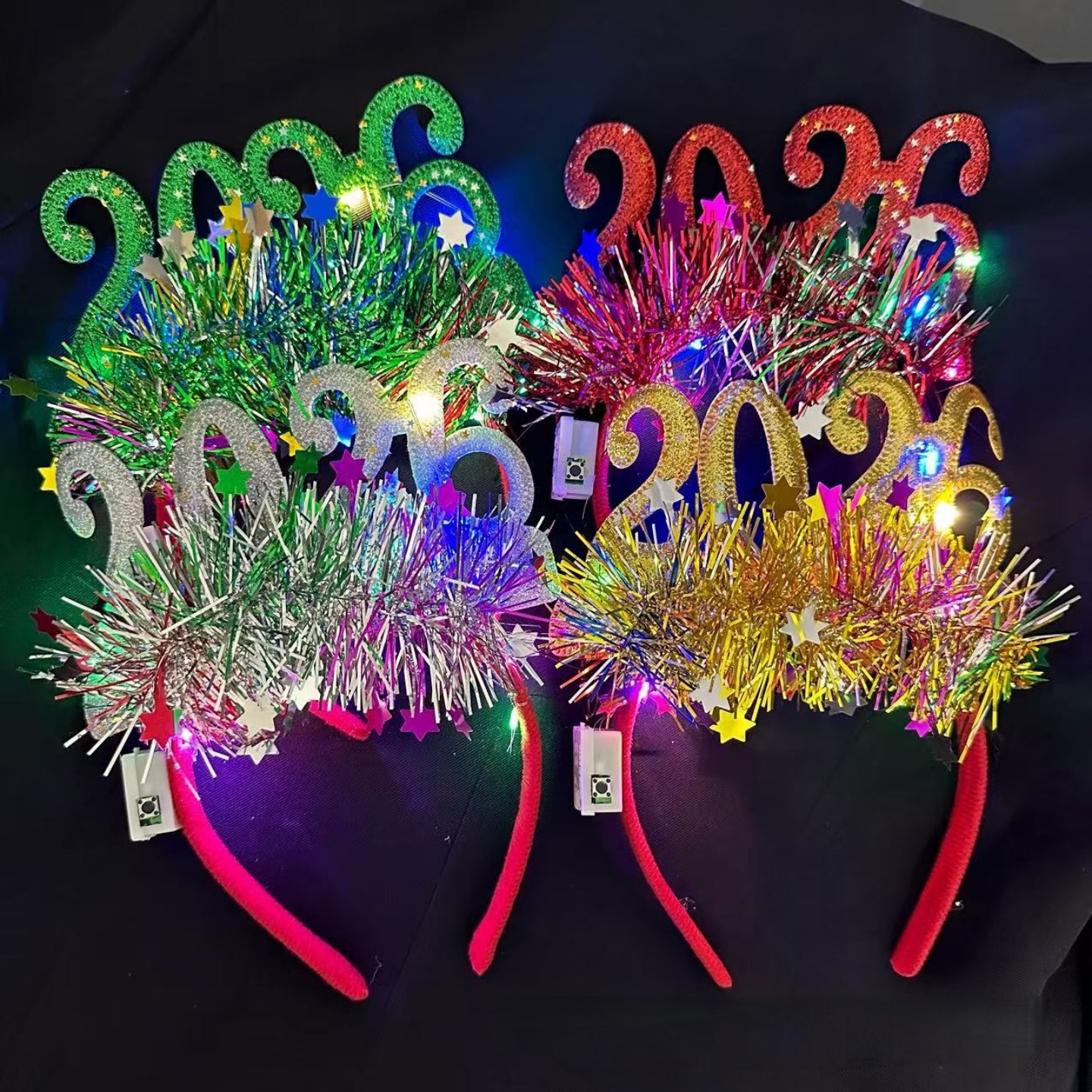 2026数字新年发光发箍儿童元旦跨年活动派对表演闪亮发饰拍照道具