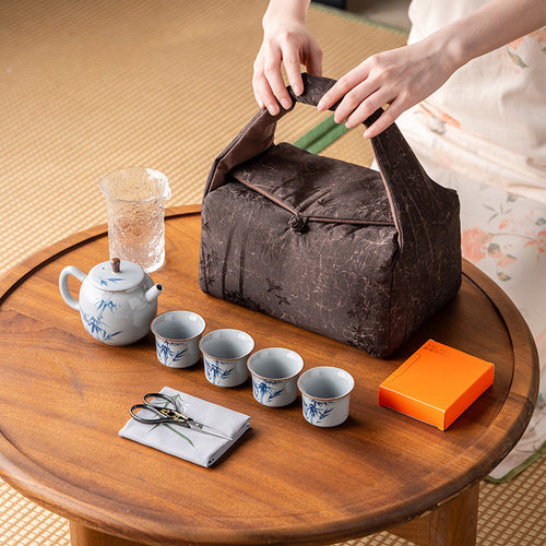 中式复古户外旅行茶具收纳包