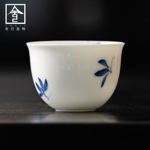 秋水兰花思柔杯纯手绘兰花茶杯手工白瓷薄胎主人杯单杯家用品茗杯