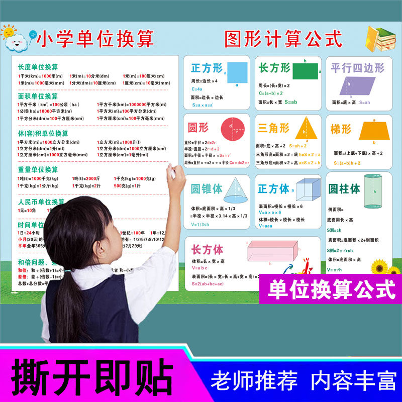 小学常用单位换算汇总挂图