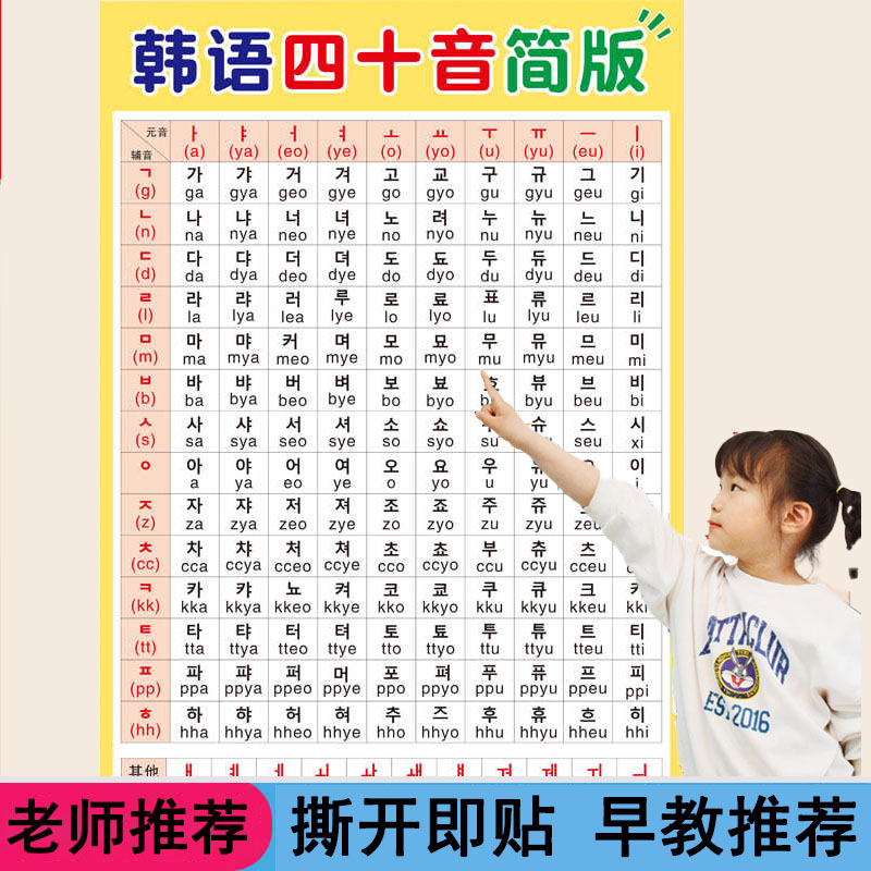 韩语四十音表认知学习挂图