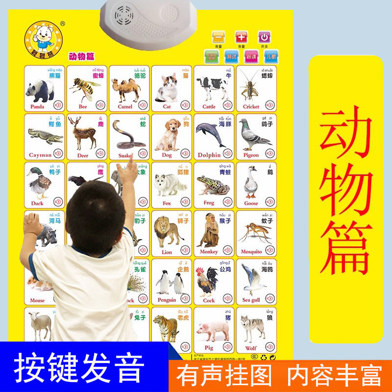 有声早教仿真动物世界认知挂图