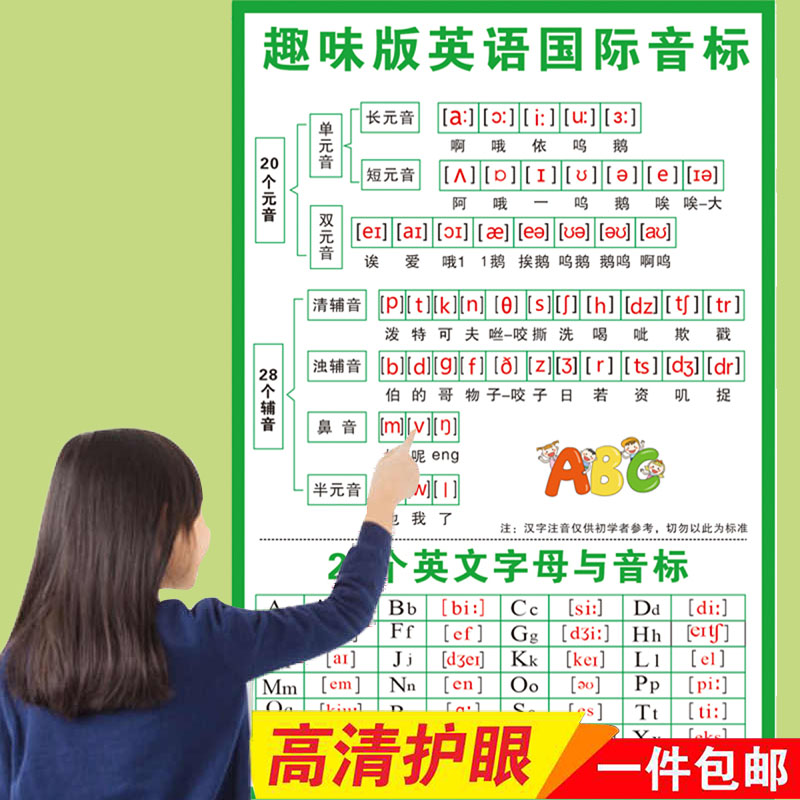 小学生英语发音48个字母挂图