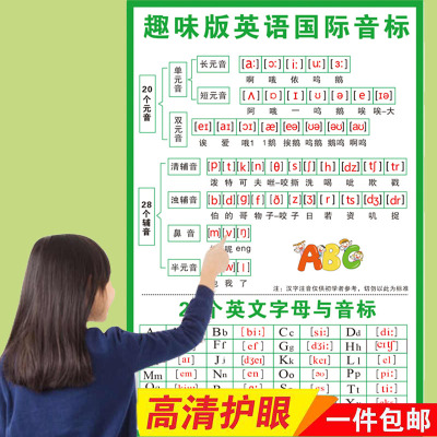 小学生英语发音48个字母挂图