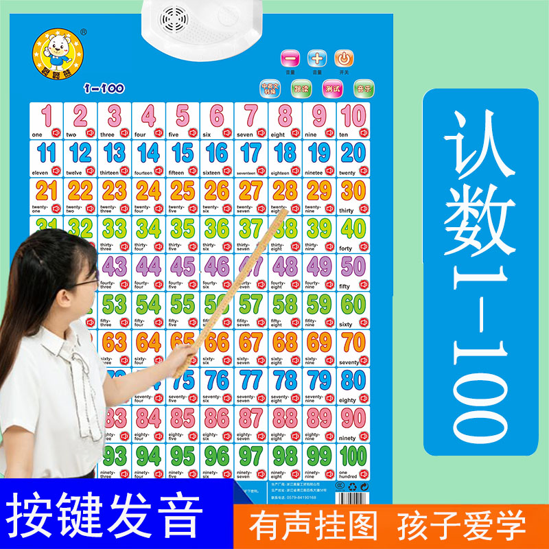 1到100认数字早教发声挂图