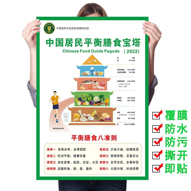新版膳食宝塔海报墙贴挂图