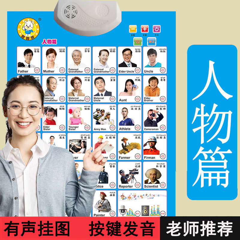 儿童早教有声挂图幼儿启蒙认知点读发声家庭人物称呼称谓职业挂画