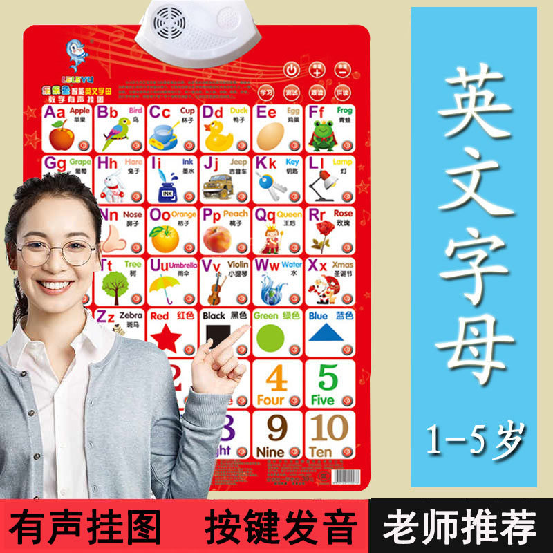儿童宝宝学26个英语英文字母挂图