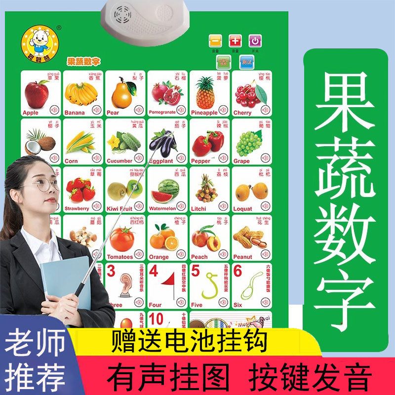有声早教挂图宝宝婴儿启蒙认知幼儿点读发声语音看图认物水果蔬菜