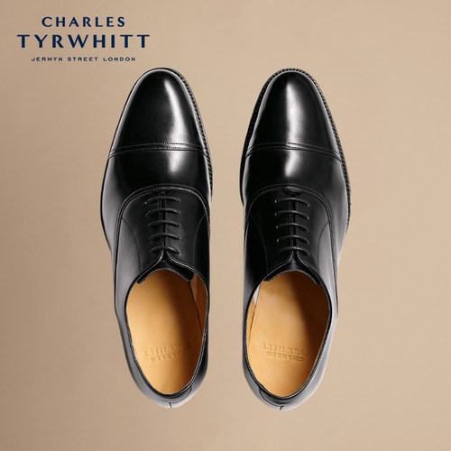 【100%牛皮】CHARLES TYRWHITT 男士结婚商务正装黑色真皮牛津鞋