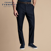 型海军蓝微弹斜纹西裤 男士 TYRWHITT修身 版 100%羊毛 CHARLES