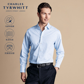 CHARLES 休闲衬衫 TYRWHITT超修身 纯棉商务易打理蓝色条纹免烫正装