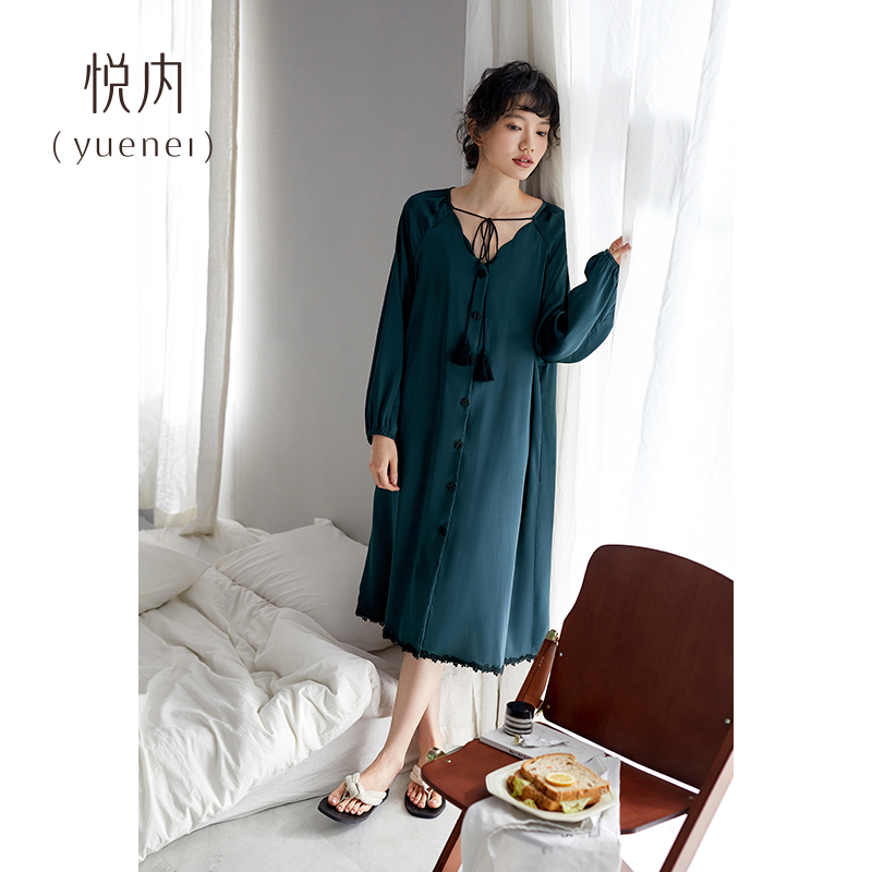 【商场同款】悦内睡裙女丝绸长袖