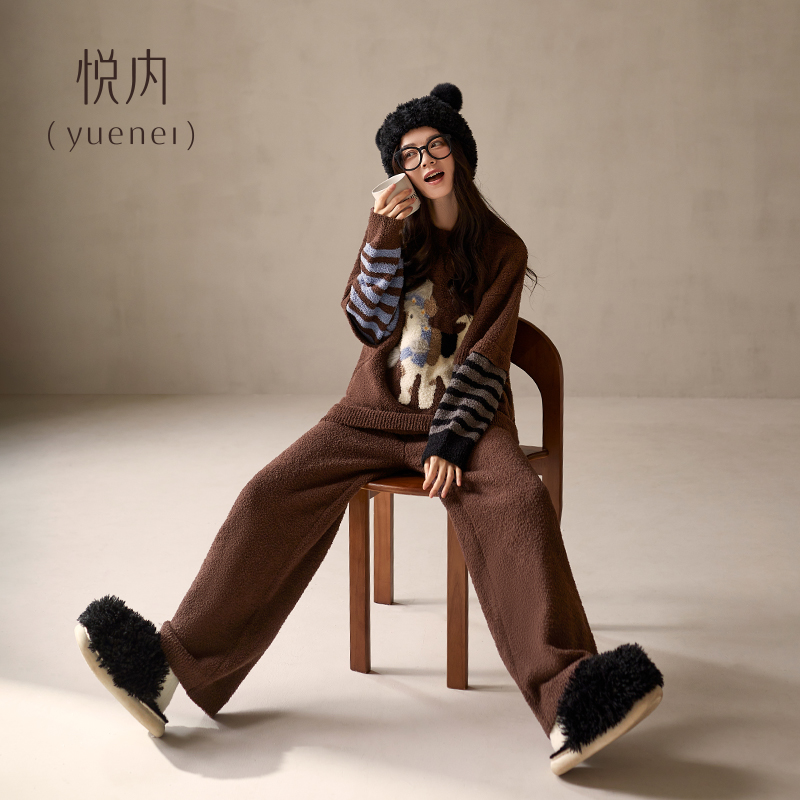 【商场同款】悦内女士半边绒睡衣