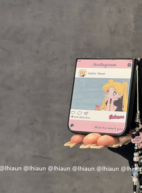 lhiaun 镜面卡通美少女适用zflip7fe米mixflip2折叠屏purax手机壳novaflip华为pocket2保护套fold6荣耀vflip