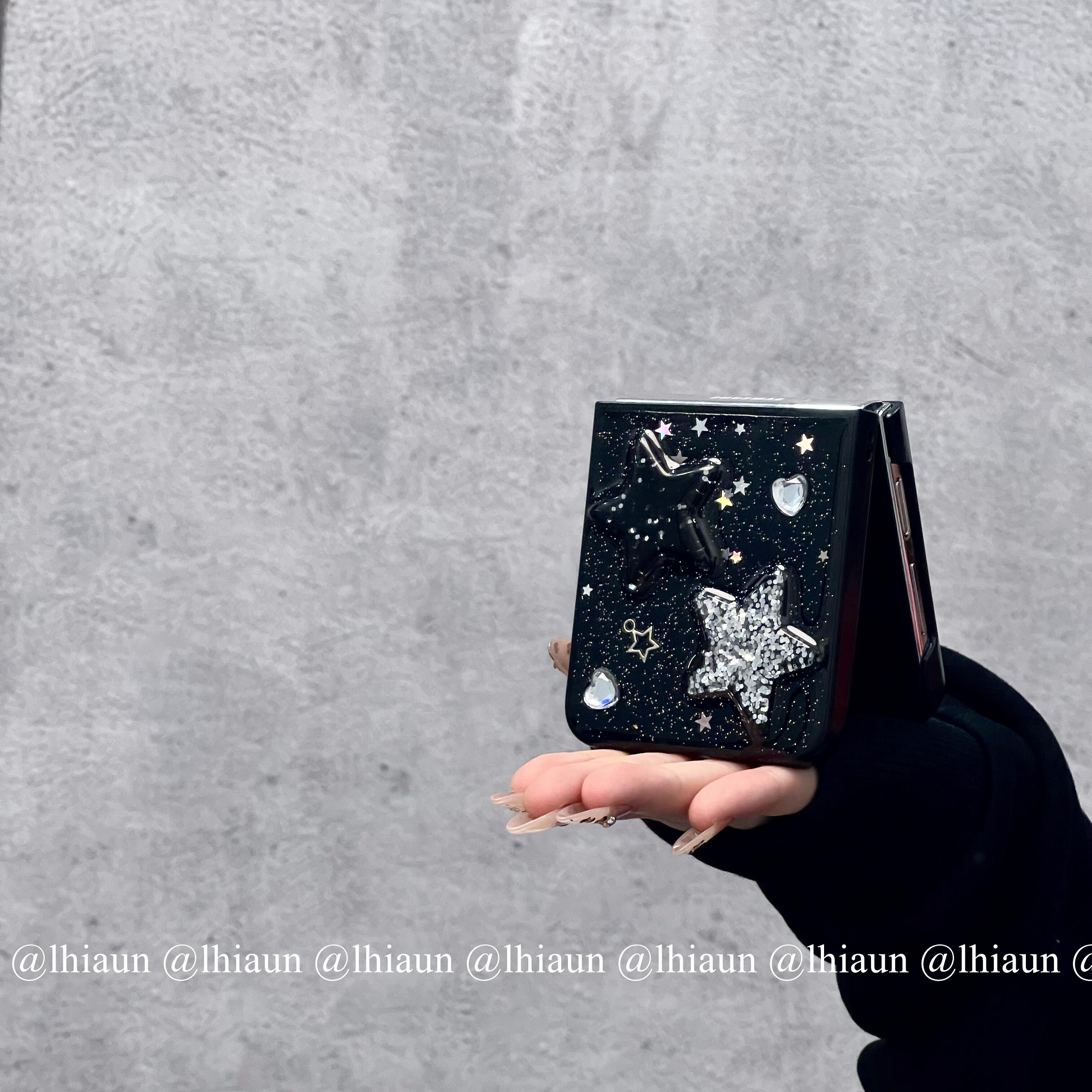 滴胶闪粉五角星折叠屏手机壳