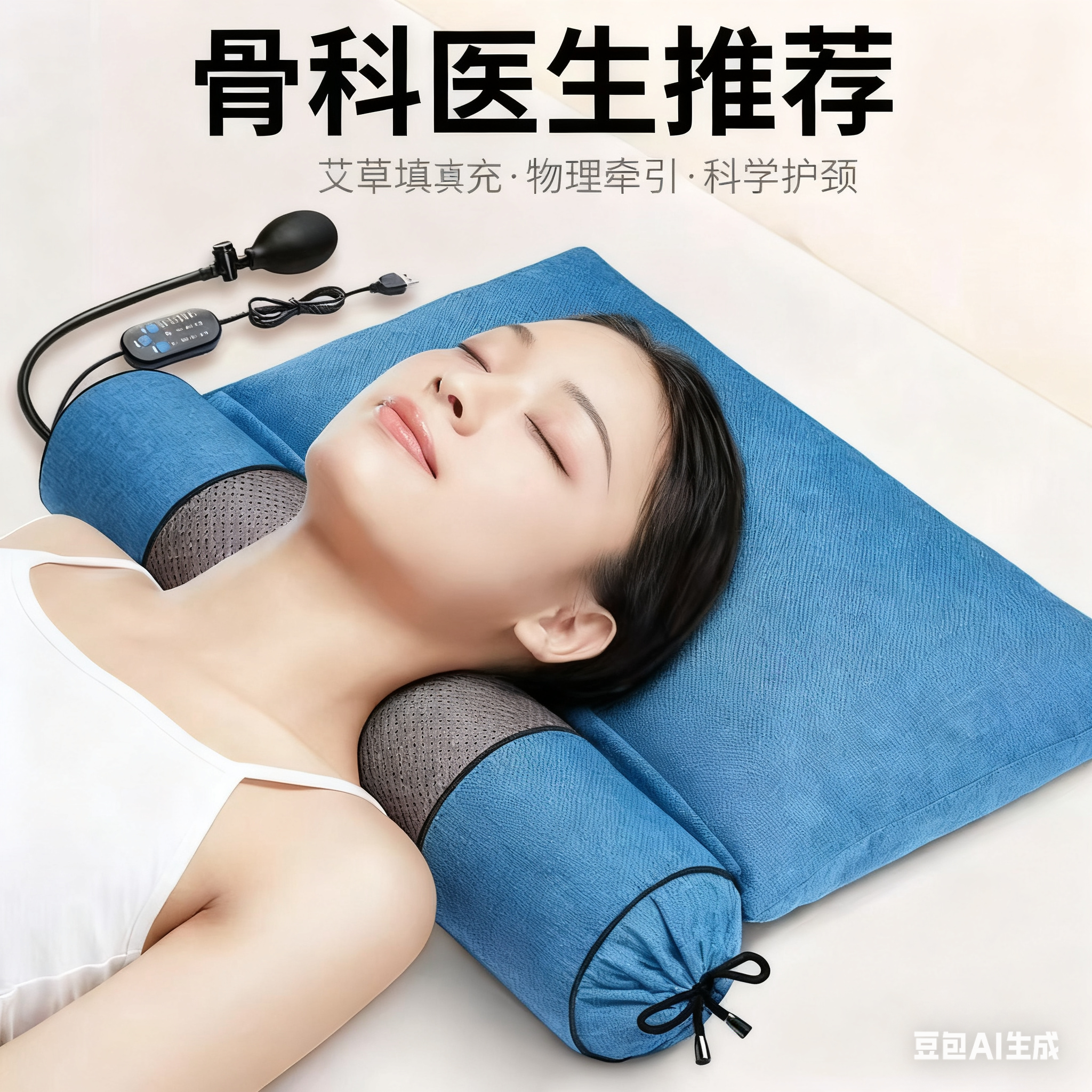 电加热艾草颈椎枕护颈椎助睡眠