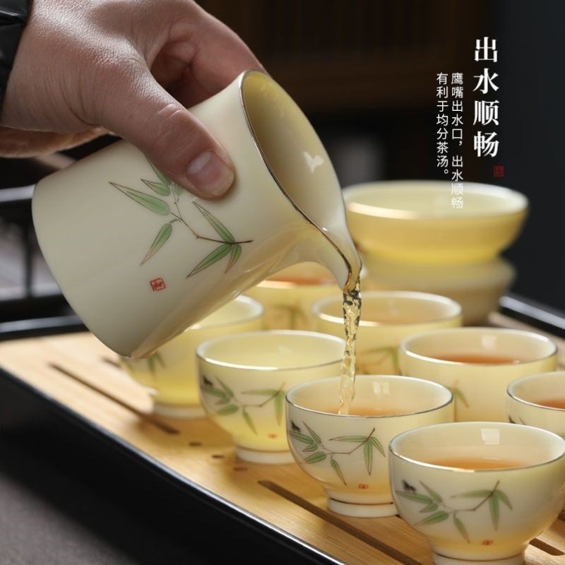 整套功夫茶具套装家用茶具用品陶瓷茶杯羊脂玉瓷泡茶器高档礼盒装