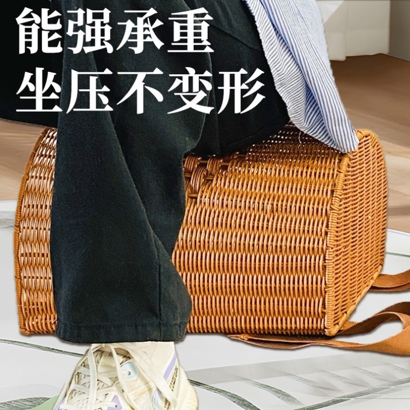 仿藤编背篓户外野餐采摘蘑菇茶叶收纳筐赶集双肩大号背篼农用大号