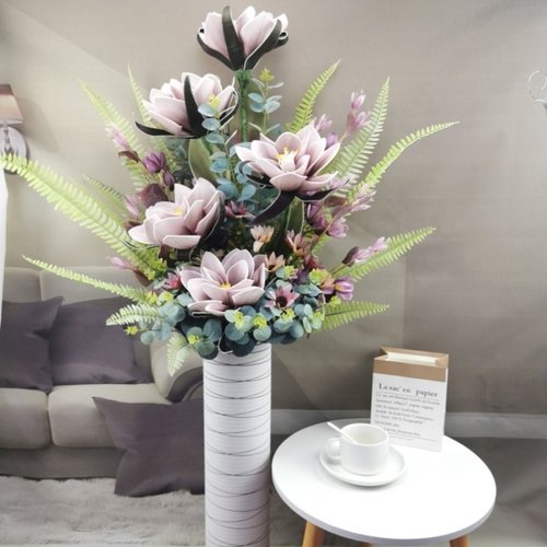 落地高档假花玉兰花仿真花居家新房客厅装饰摆件室内花艺插花套装