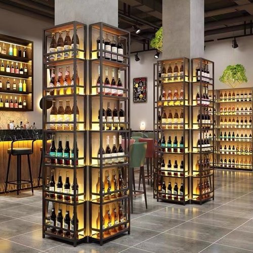铁艺包柱子装饰酒架壁挂酒吧靠墙上红酒置物架展示架铁艺落地酒柜