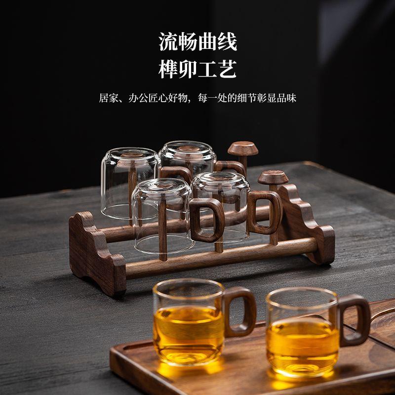 胡桃木实木茶杯架倒挂杯